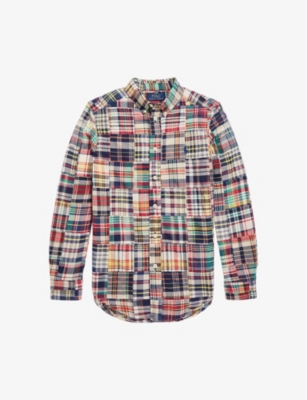 RALPH LAUREN RALPH LAUREN BOYS 3247 MADRAS PATCHWORK KIDS PATCHWORK COTTON SHIRT 6-14 YEARS,64590371