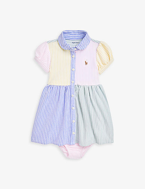 RALPH LAUREN: Fun striped cotton shirtdress and bloomer 3-24 months