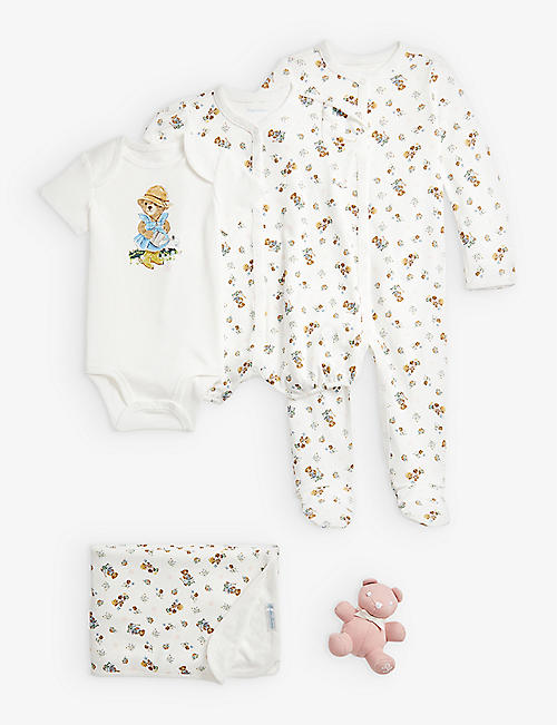 RALPH LAUREN: Bear-print cotton babygrow gift set 3-9 months