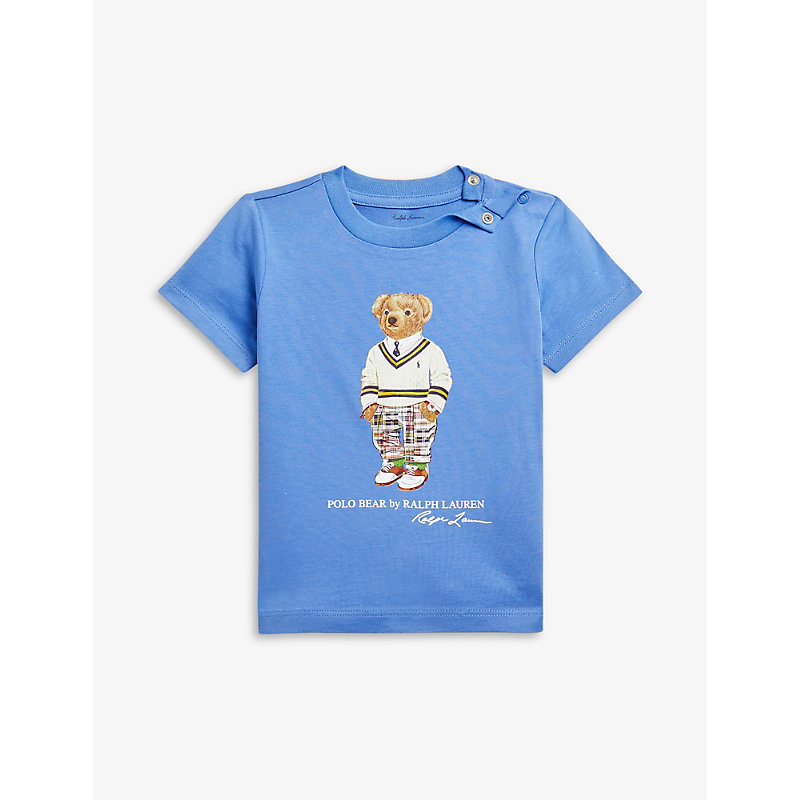 Ralph Lauren Babies'  Sp23 Harbor Polo Bear-print Cotton-jersey T-shirt 3-12 Months