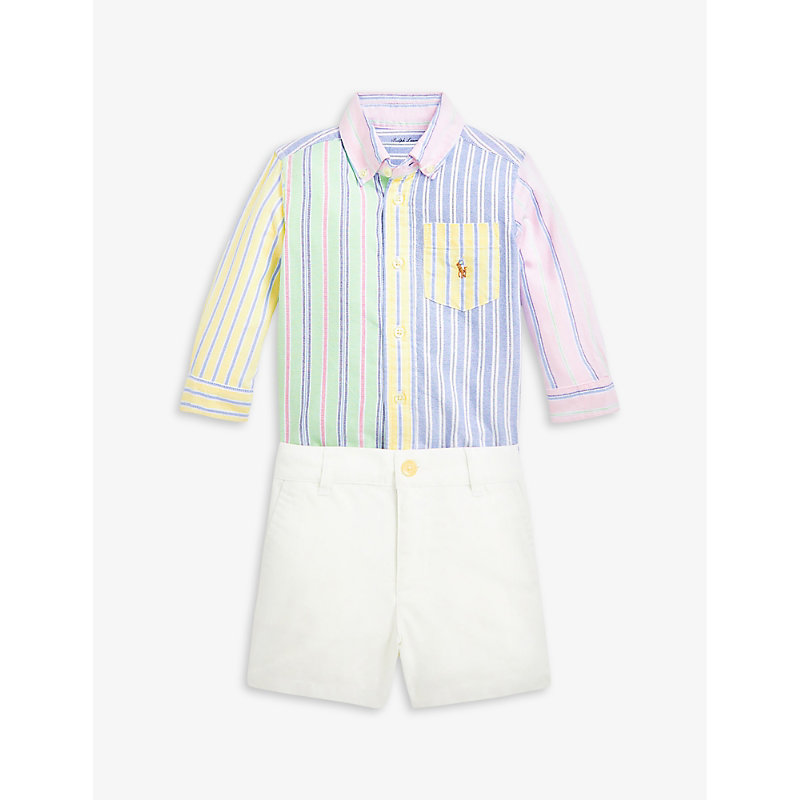 Ralph Lauren Babies' Polo Pony Cotton Set In 5968 Stripe Funshirt