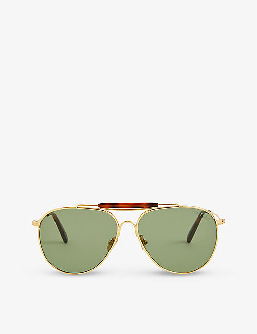TOM FORD: FT0995 Raphael gold-tone metal and acetate aviator sunglasses