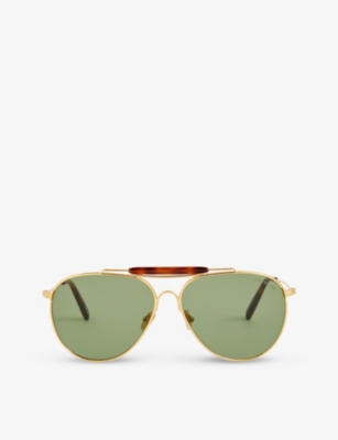 TOM FORD - FT0995 Raphael gold-tone metal and acetate aviator sunglasses |  