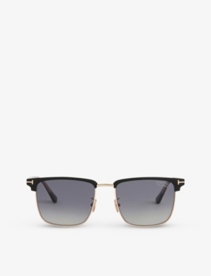 TOM FORD - Giulio matte rectangle-frame sunglasses 