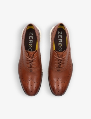Shop Cole Haan Zerøgrand Wingtip Leather Oxford Shoes In Tan