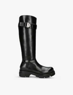 Givenchy Terra Leather Knee-high Boots In Black