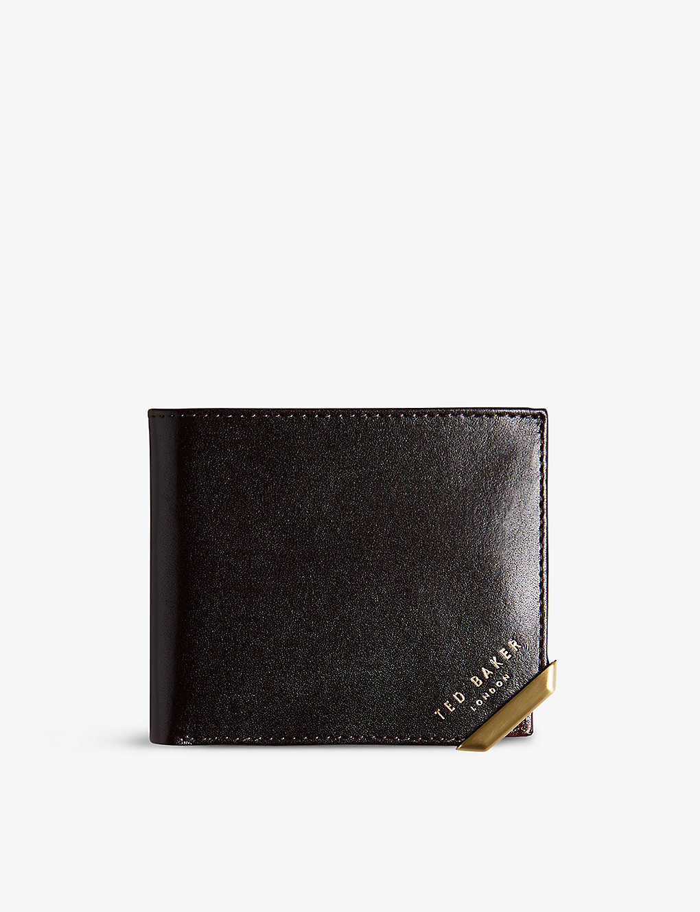 Ted Baker Brn-choc Kornerr Logo-embossed Bifold Leather Wallet