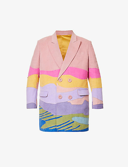 KIDSUPER: Landscape-pattern relaxed-fit cotton-corduroy jacket