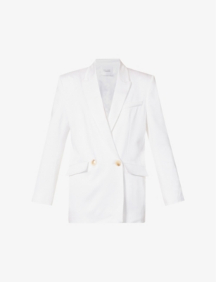 GALVAN GALVAN LONDON WOMEN'S 100WHITE BOYFRIEND DOUBLE-BREASTED SATIN BLAZER,64618518