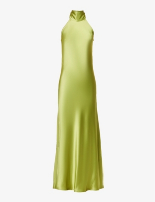 GALVAN LONDON: Halterneck satin maxi dress