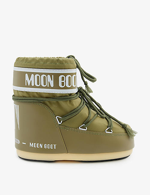 MOON BOOT: Icon brand-print woven snow boots
