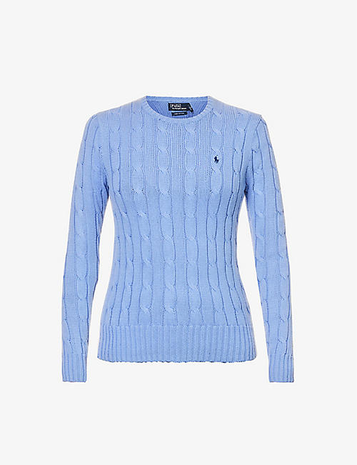 POLO RALPH LAUREN: Julianna brand-embroidered cable-knit cotton top