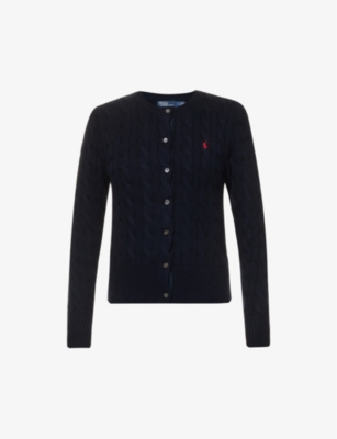 Polo Ralph Lauren Cotton Cable Long Sleeve Cardigan Blue In Hunter Navy