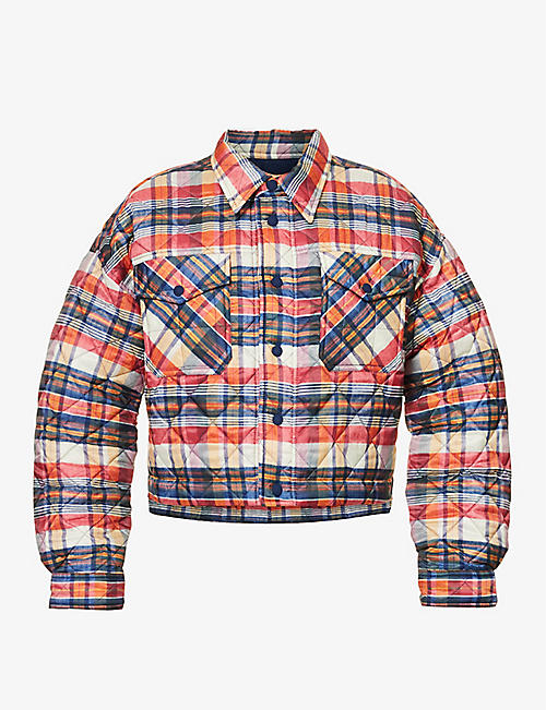 POLO RALPH LAUREN: Checked quilted cropped shell jacket