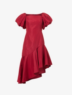 Polo Ralph Lauren Womens Red Raspberry Balloon-sleeve Flared-hem