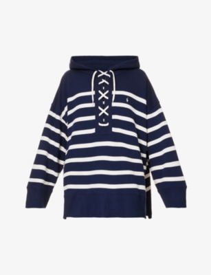 POLO RALPH LAUREN - Logo-embroidered striped cotton-blend hoody |  