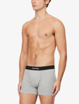 Tom Ford Mens Grey Logo-waistband Stretch-cotton Boxers Pack Of Two In Grey