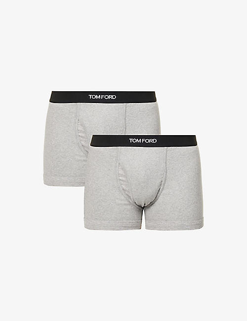 TOM FORD: Logo-waistband stretch-cotton boxers pack of two