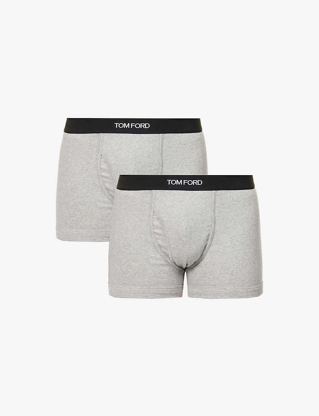 Tom Ford Mens Grey Logo-waistband Stretch-cotton Boxers Pack Of Two