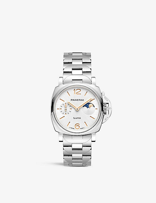 PANERAI: PAM01301 Luminor Due Luna stainless-steel automatic watch