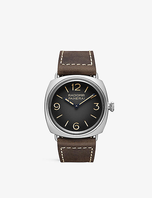 PANERAI: PAM01334 Radiomir Origine stainless-steel and leather manual watch