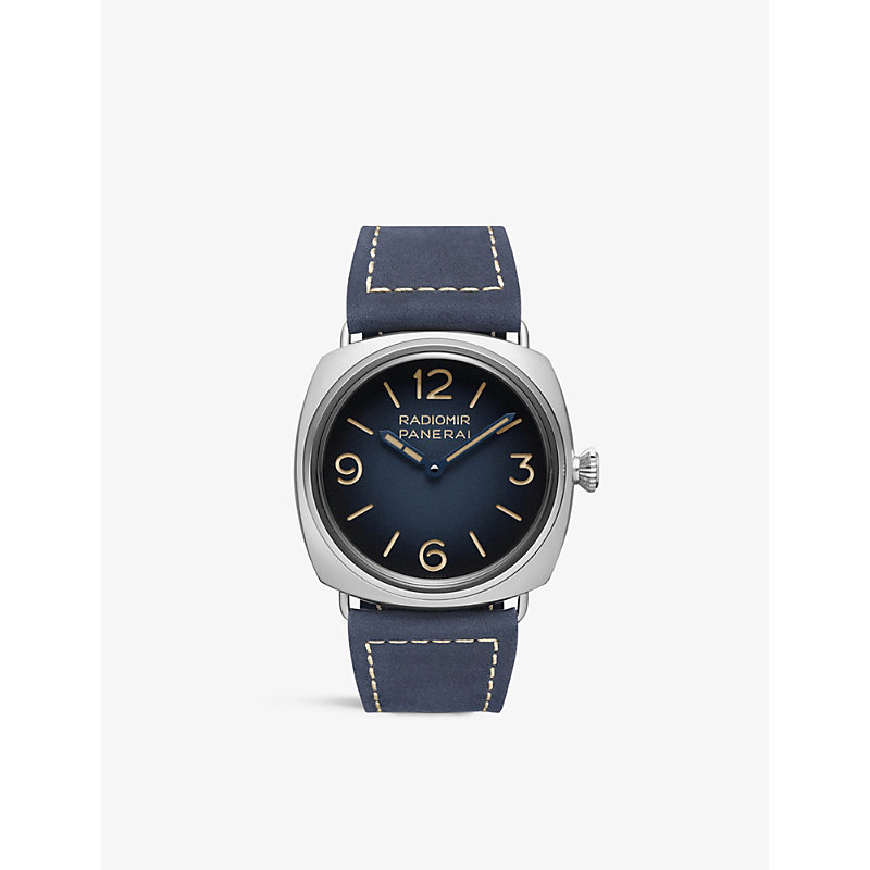 Panerai Mens Blue Pam01335 Radiomir Origine Stainless-steel And Leather Manual Watch