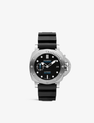 Shop Panerai Men's Black Pam02973 Submersible Stainless-steel Automatic Watch