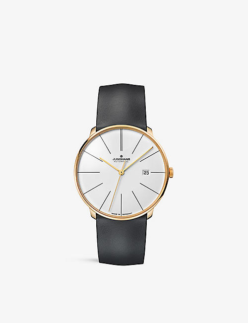 JUNGHANS: 27/7150.00 Meister Fein stainless-steel and leather automatic watch