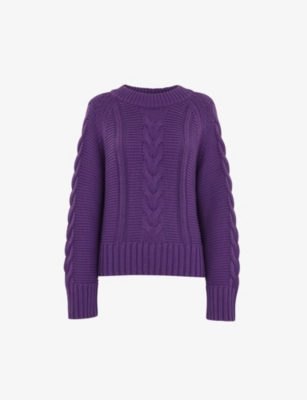 Whistles Cable Knit Sweater In Purple