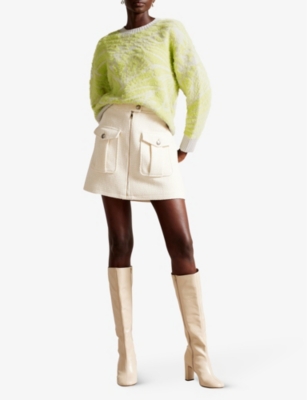 Shop Ted Baker Women's Pl-green Marrlo Jacquard-weave Knitted Jumper