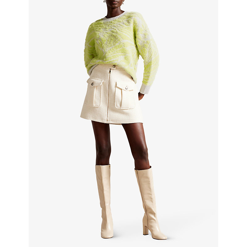 Shop Ted Baker Women's Pl-green Marrlo Jacquard-weave Knitted Jumper