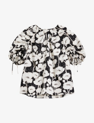 TED BAKER: Luciani poppy-print woven top