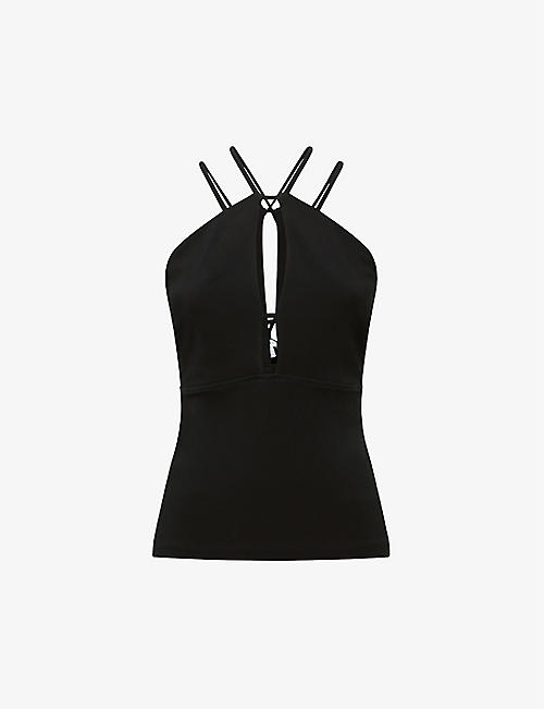 REISS: Raquel strappy cut-out stretch-woven top
