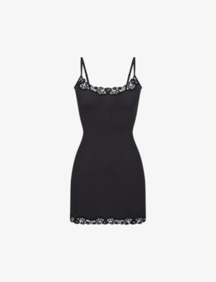 SKIMS Fits Everybody lace-trimmed stretch playsuit - Onyx