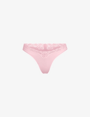 Skims Womens Cherry Blossom Fits Everybody Lace-trimmed Stretch-woven Thong