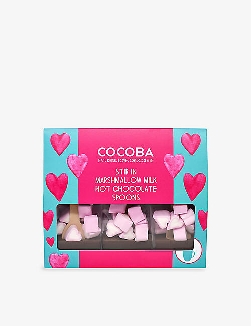 COCOBA: Hot chocolate spoons with heart marshmallows gift set 150g