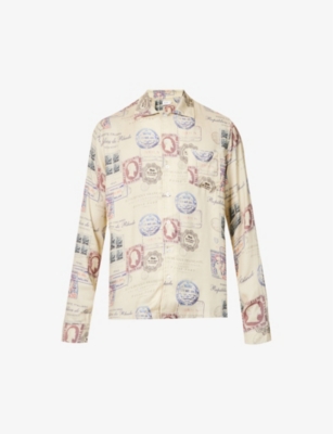 Rhude Beige Passport Stamp Shirt In Beige Multi