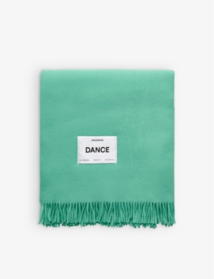 Magniberg Green Bold Tassel-trimmed Wool Blanket 150cm X 250cm