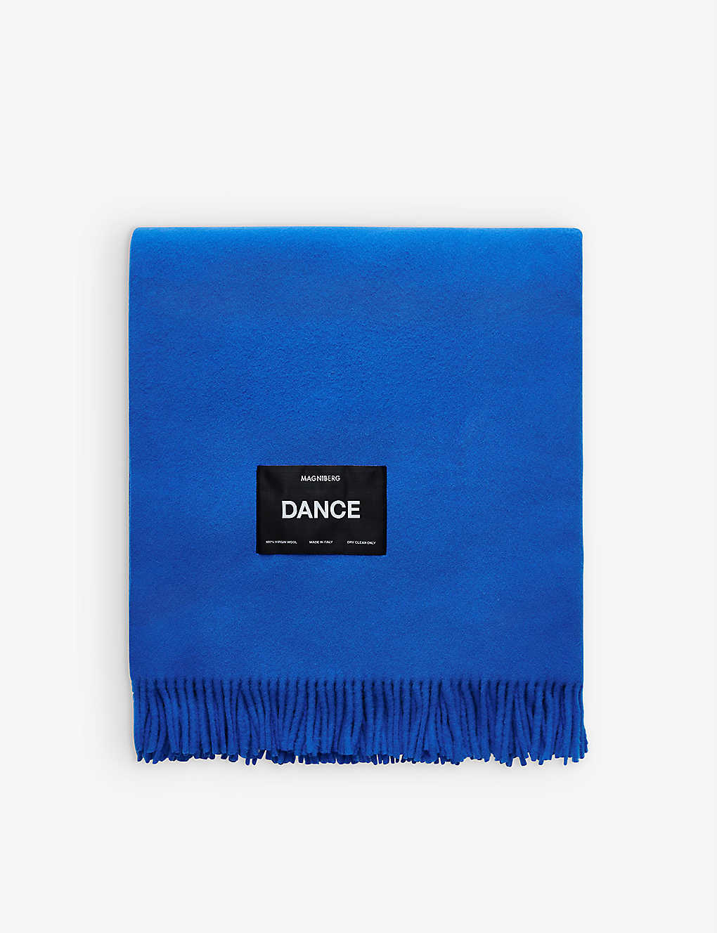Magniberg Blue Bold Tassel-trimmed Wool Blanket 150cm X 250cm