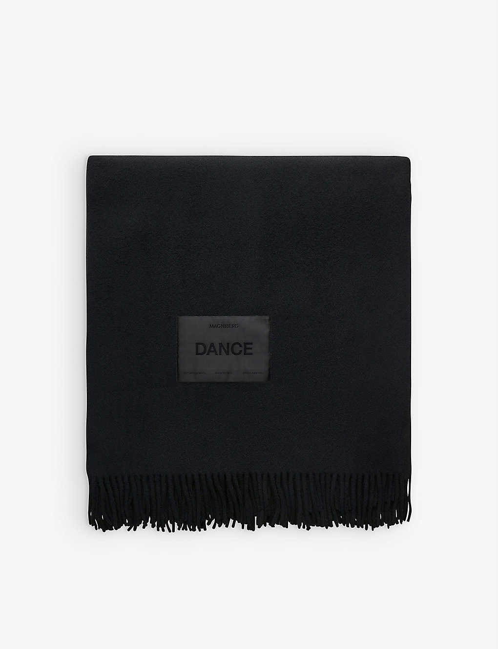 Magniberg Black Bold Tassel-trimmed Wool Blanket 150cm X 250cm