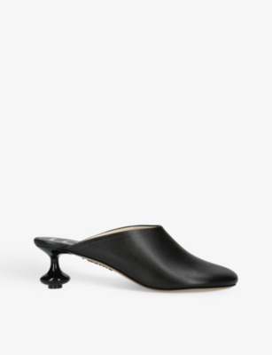 Shop Loewe Womens Black Toy Sculpted-heel Leather Heeled Mules