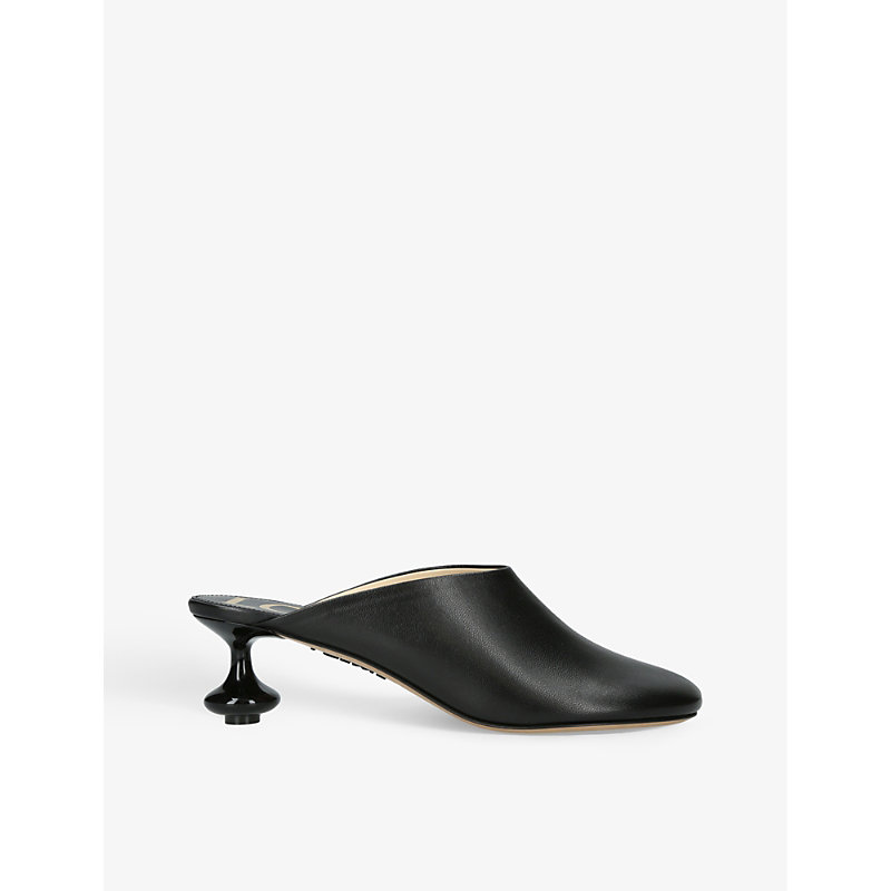 Shop Loewe Toy Sculpted-heel Leather Heeled Mules In Black