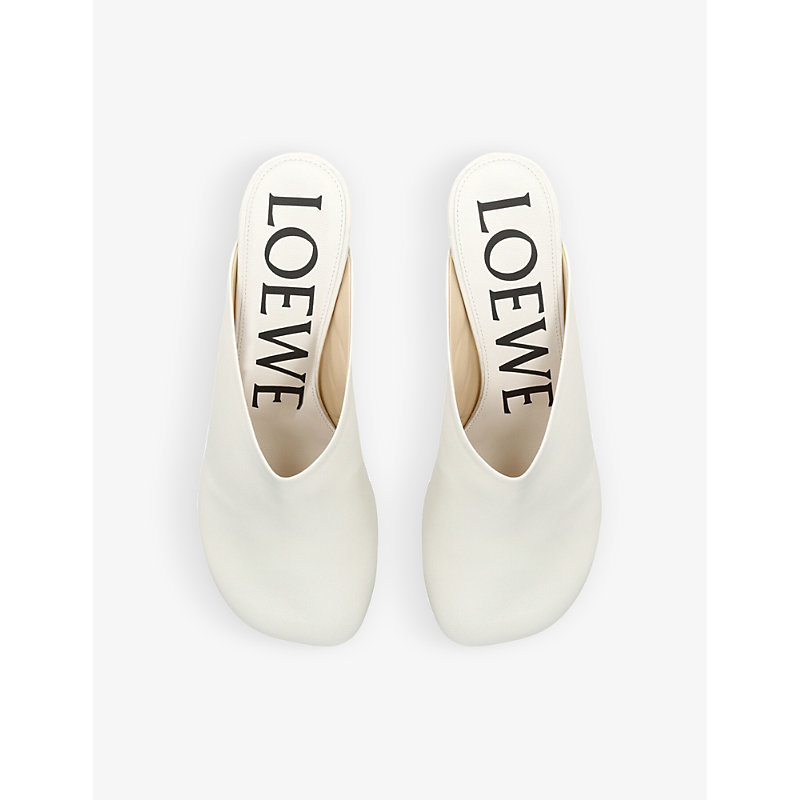 Shop Loewe Women's White Toy Sculpted-heel Leather Heeled Mules