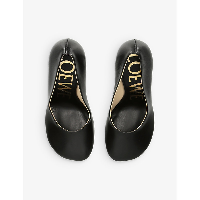 Shop Loewe Womens Black Toy Contrast-sole Leather Heeled Courts