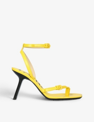 Loewe Open Toe Leather Petal Sandals With Stiletto Heel In Yellow