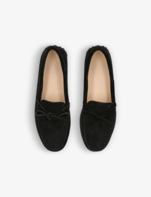 Shop Tod's Laccetto Nuovo Suede Driving Shoes 6-9 Years In Black