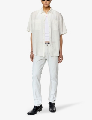 Shop Diesel Men's White 2019 D-strukt Brand-patch Slim-fit Stretch-denim Jeans