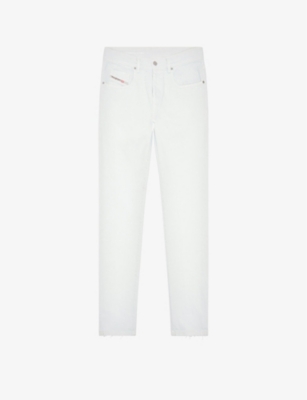 Diesel Mens 100 2019 D-strukt Brand-patch Slim-fit Stretch-denim Jeans In White