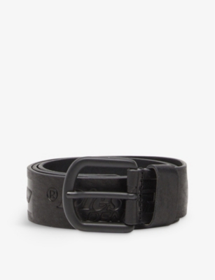Shop Diesel Men's T8013 B-archive Brand-embossed Leather Belt
