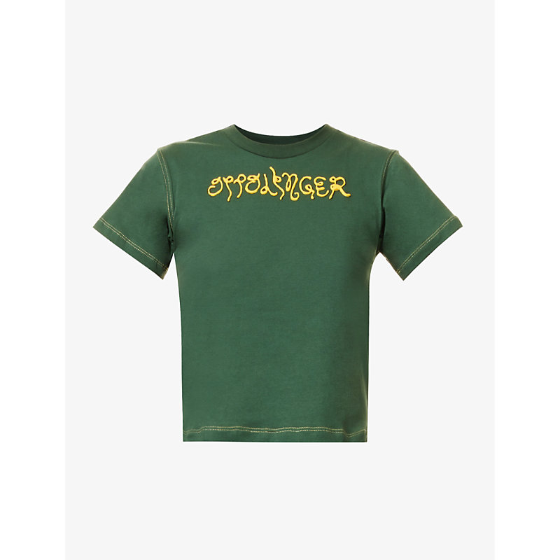 Ottolinger Embossed-logo Cotton T-shirt In Forest Green | ModeSens
